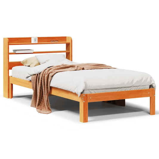 Bed Frame without Mattress Wax Brown 75x190 cm Small Single Solid Wood Pine
