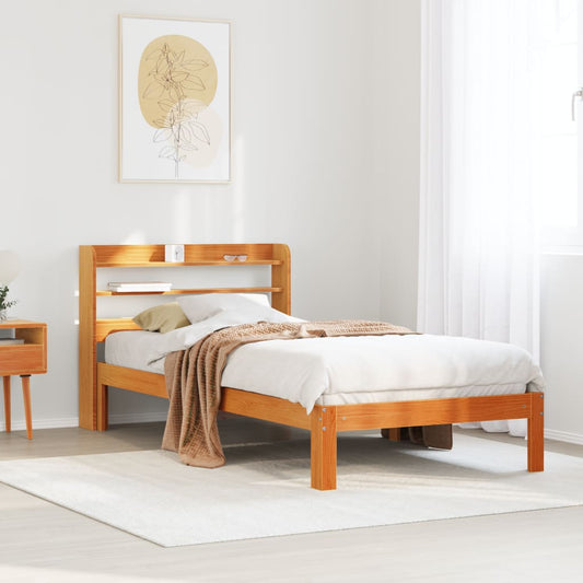 Bed Frame without Mattress Wax Brown 75x190 cm Small Single Solid Wood Pine