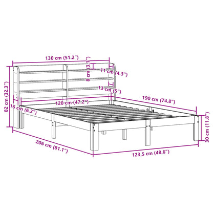 Bed Frame without Mattress Wax Brown 120x190 cm Small Double Solid Wood Pine