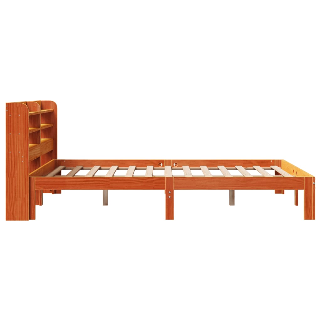 Bed Frame without Mattress Wax Brown 135x190 cm Double Solid Wood Pine