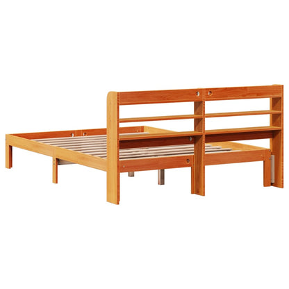 Bed Frame without Mattress Wax Brown 135x190 cm Double Solid Wood Pine