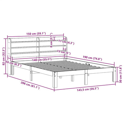 Bed Frame without Mattress Wax Brown 140x190 cm Solid Wood Pine
