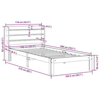 Bed Frame without Mattress Wax Brown 100x200 cm Solid Wood Pine