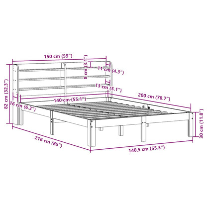 Bed Frame without Mattress Wax Brown 140x200 cm Solid Wood Pine