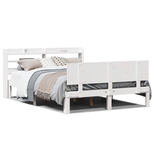 Bed Frame with Headboard without Mattress White 120x190 cm Small Double