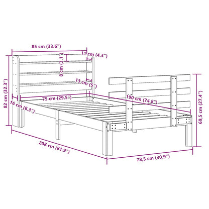 Bed Frame | White | Solid pine wood, Plywood | Small Single | Modern
