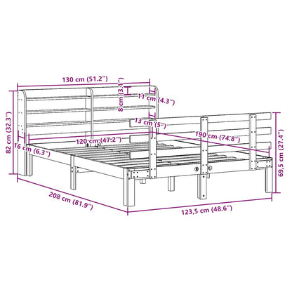 Bed Frame with Headboard without Mattress White 120x190 cm Small Double