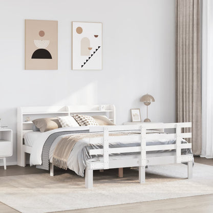Bed Frame | White | Solid pine wood | Double | Bed Frame | Rectangular