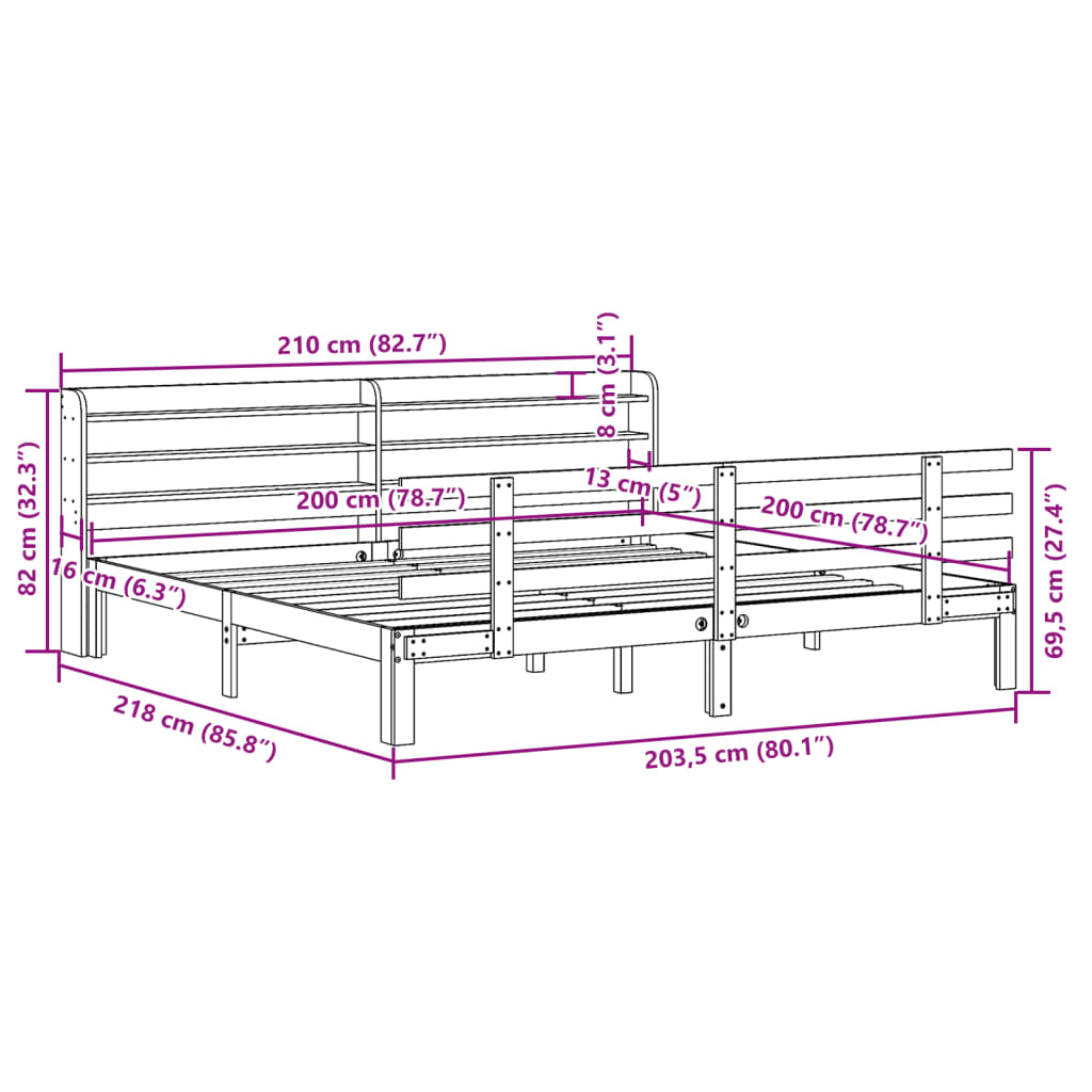 Bed Frame with Headboard without Mattress 200x200 cm