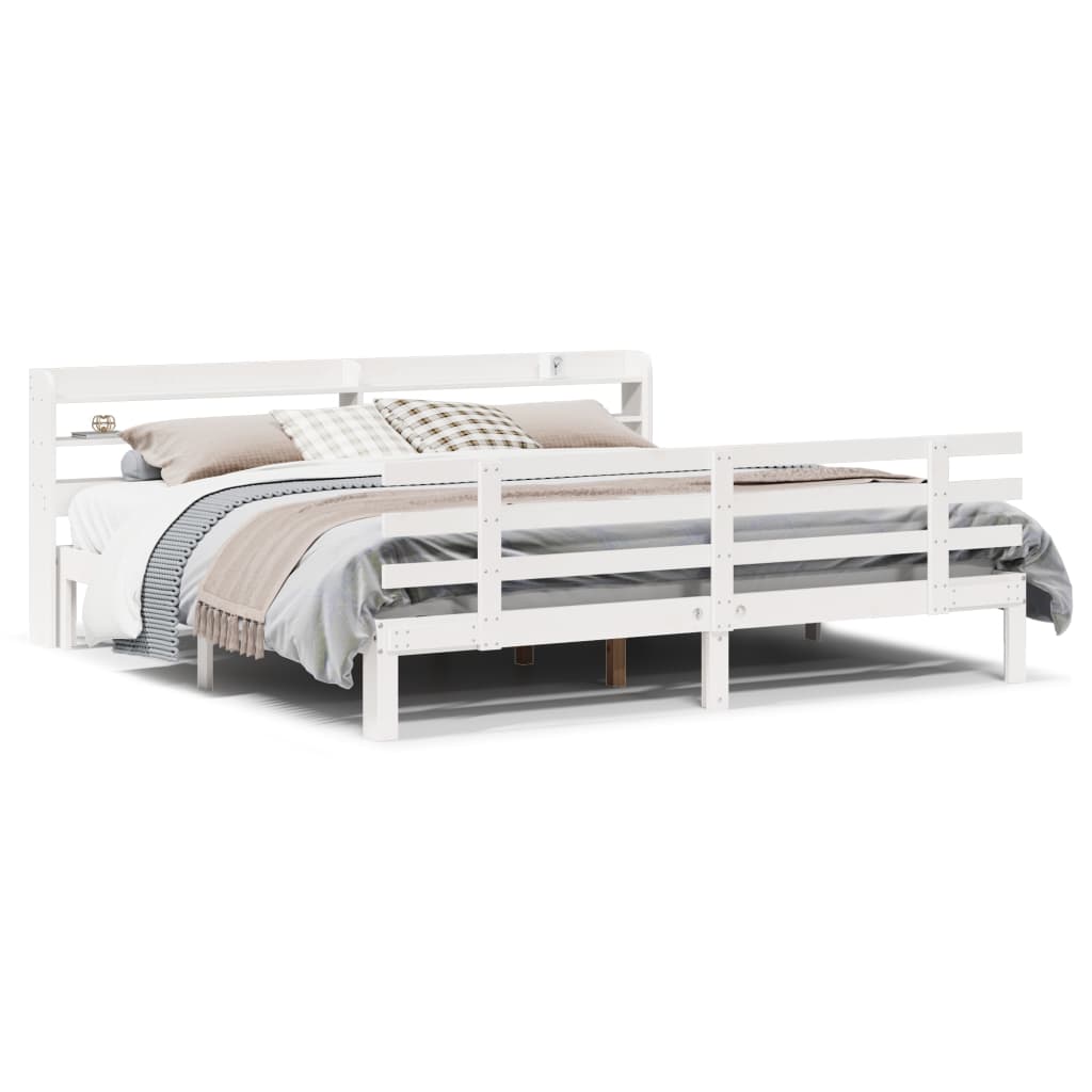 Bed Frame | White | Solid pine wood, Plywood | Double | Bed Frame