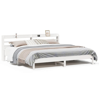 Bed Frame without Mattress White 200x200 cm Solid Wood Pine