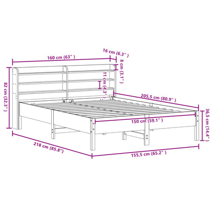 Bed Frame without Mattress Wax Brown 150x200 cm King Size Solid Wood Pine