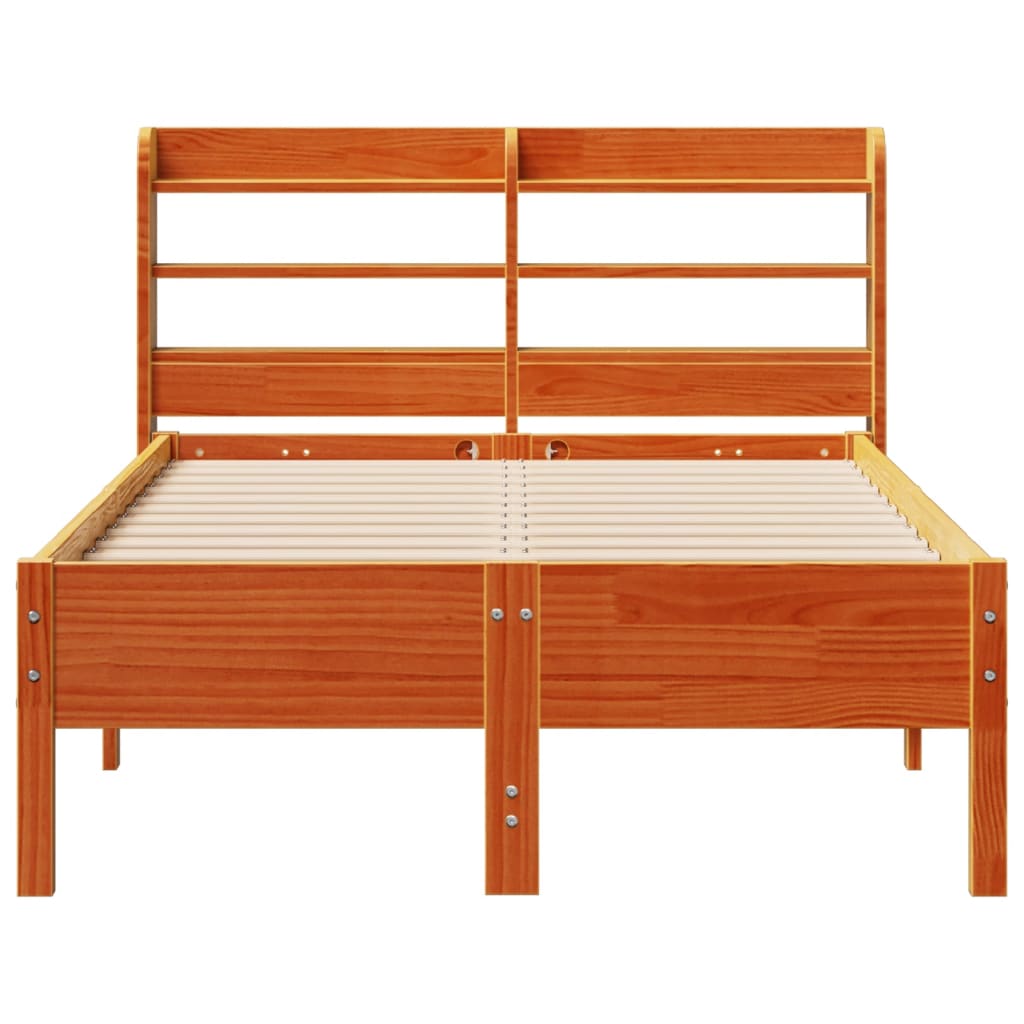 Bed Frame without Mattress Wax Brown 120x200 cm Solid Wood Pine