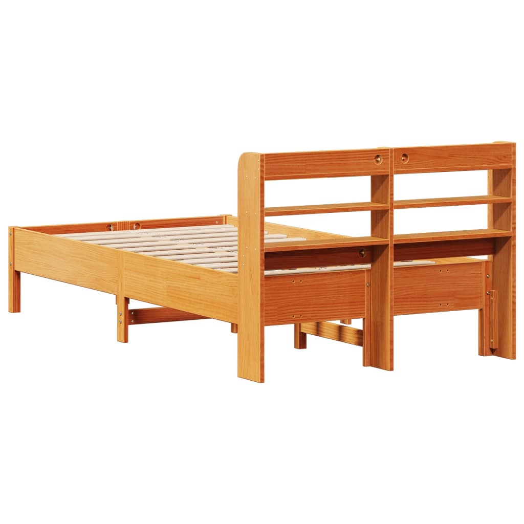 Bed Frame without Mattress Wax Brown 120x200 cm Solid Wood Pine
