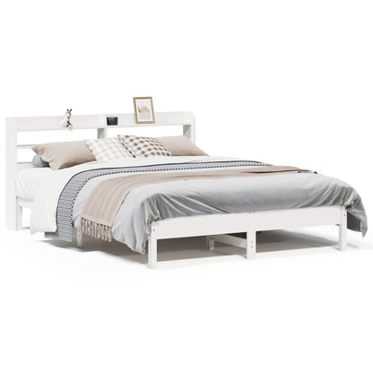 Bed Frame without Mattress White 140x190 cm Solid Wood Pine