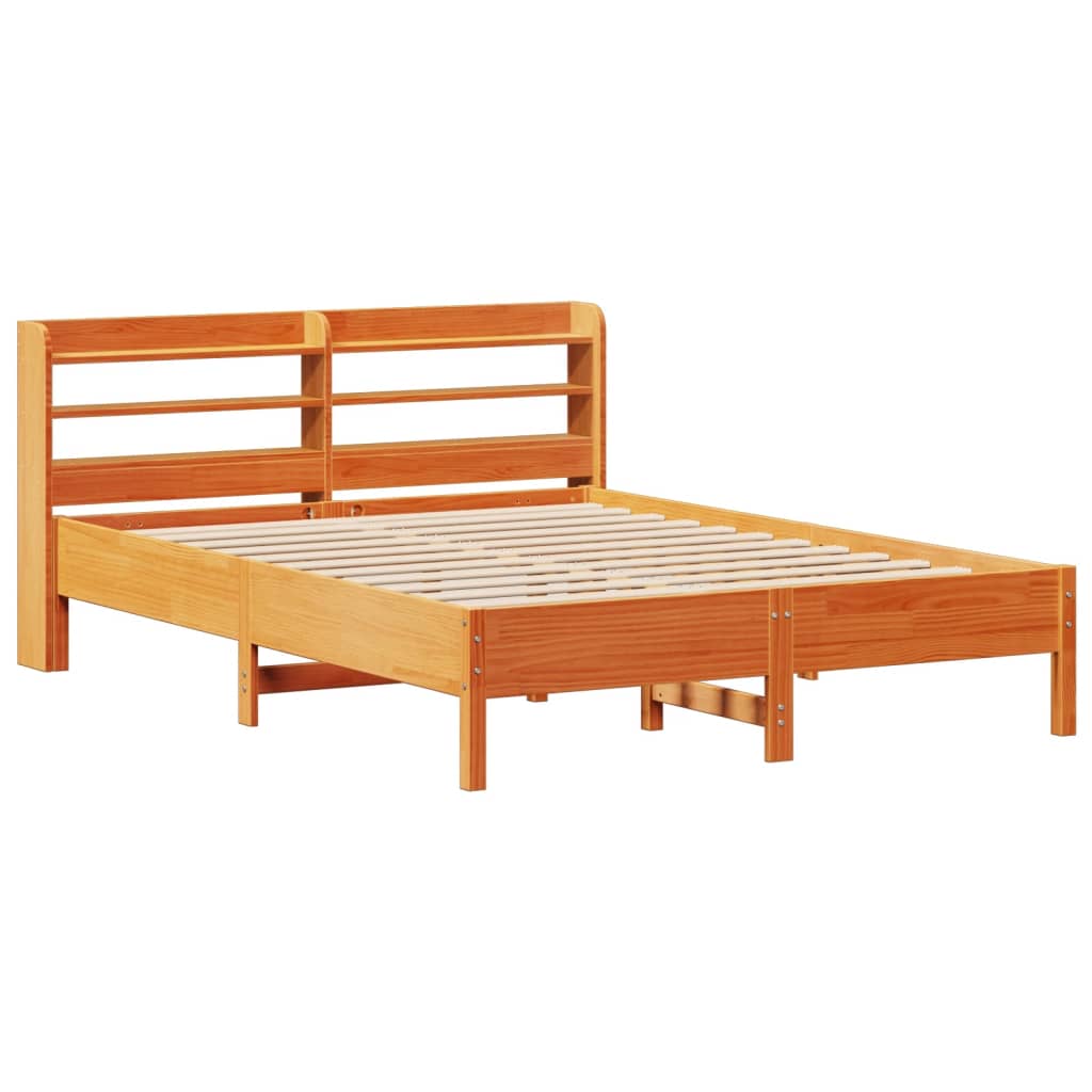 Bed Frame without Mattress Wax Brown 140x190 cm Solid Wood Pine