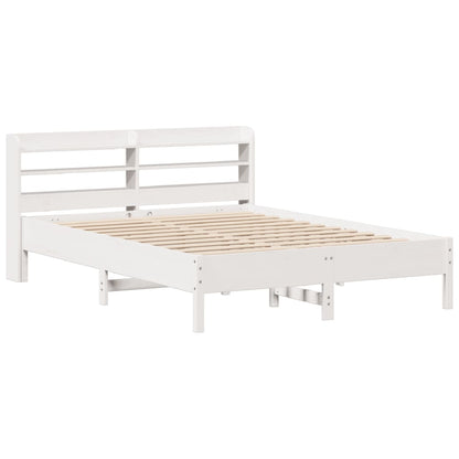 Bed Frame without Mattress White 135x190 cm Double Solid Wood Pine