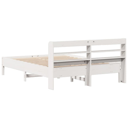Bed Frame without Mattress White 135x190 cm Double Solid Wood Pine