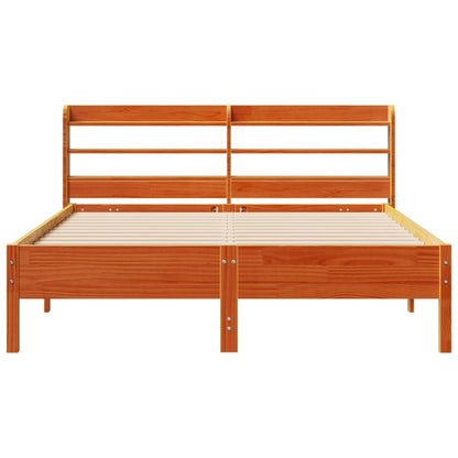 Bed Frame without Mattress Wax Brown 135x190 cm Double Solid Wood Pine