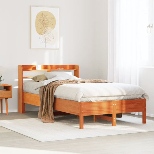 Bed Frame without Mattress Wax Brown 75x190 cm Small Single Solid Wood Pine