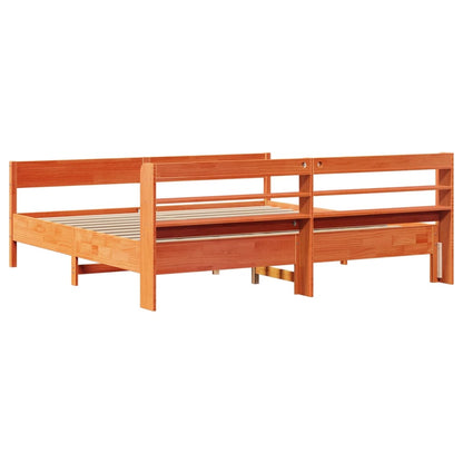 Bed Frame without Mattress Wax Brown 200x200 cm Solid Wood Pine