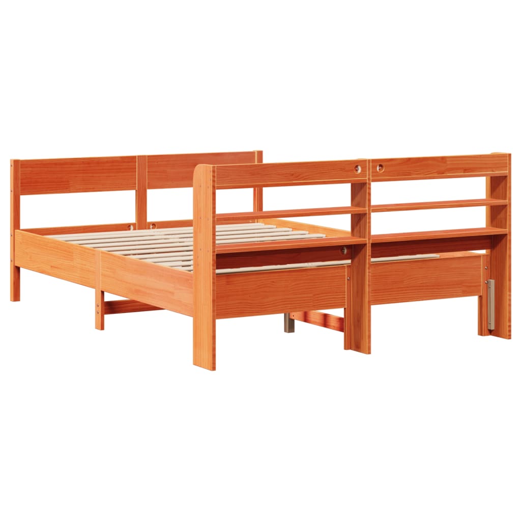 Bed Frame without Mattress Wax Brown 140x200 cm Solid Wood Pine