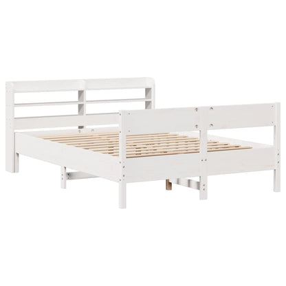 Bed Frame without Mattress White 140x190 cm Solid Wood Pine