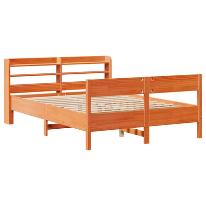 Bed Frame without Mattress Wax Brown 140x190 cm Solid Wood Pine