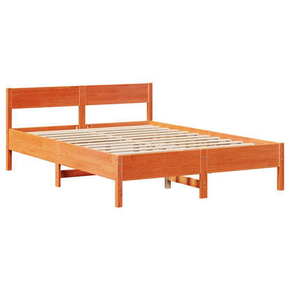 Bed Frame without Mattress Wax Brown 140x190 cm Solid Wood Pine