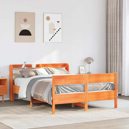 Bed Frame without Mattress Wax Brown 140x190 cm Solid Wood Pine