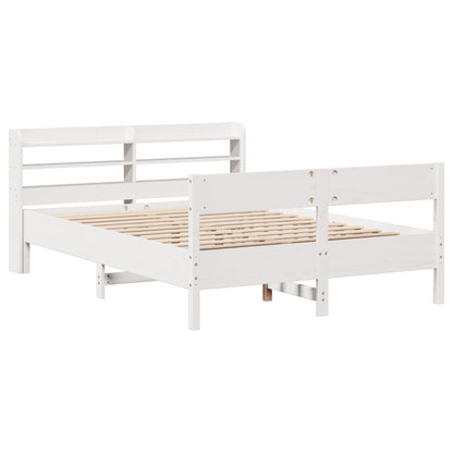 Bed Frame without Mattress White 135x190 cm Double Solid Wood Pine