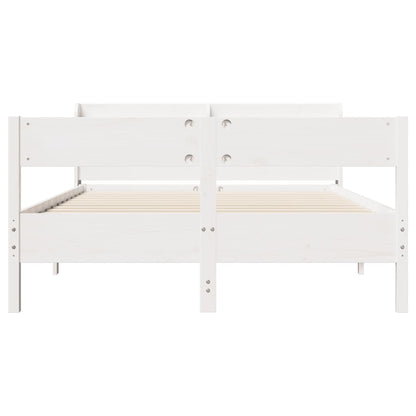 Bed Frame without Mattress White 135x190 cm Double Solid Wood Pine