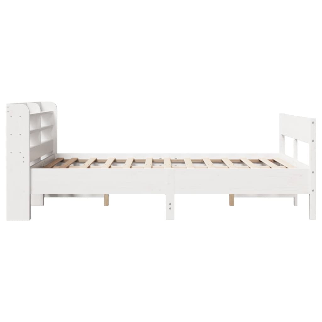Bed Frame without Mattress White 135x190 cm Double Solid Wood Pine
