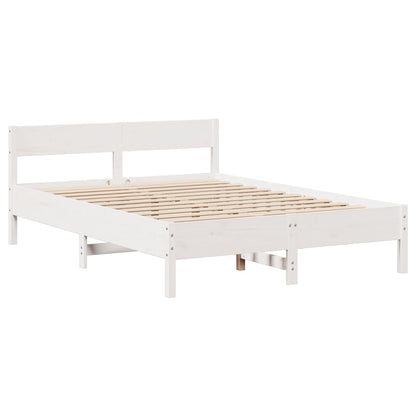 Bed Frame without Mattress White 135x190 cm Double Solid Wood Pine