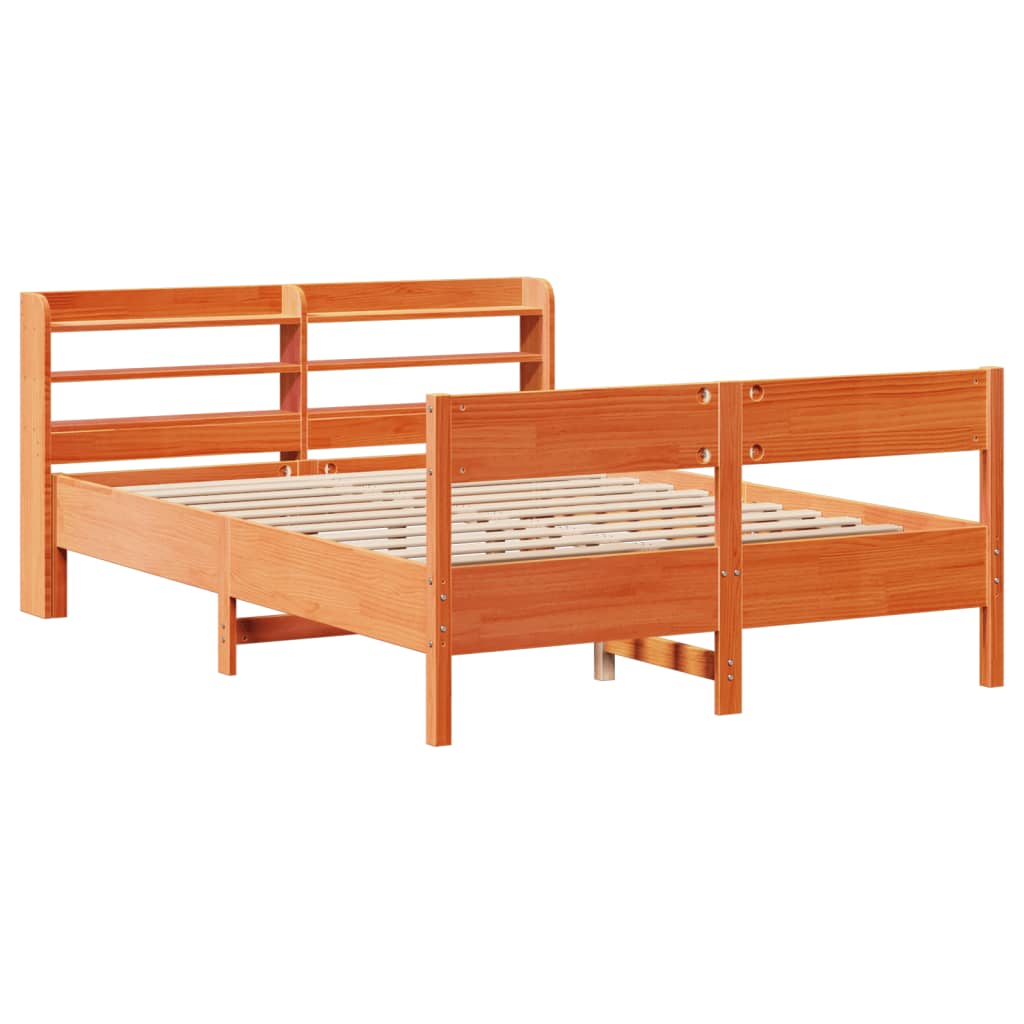 Bed Frame without Mattress Wax Brown 120x190 cm Small Double Solid Wood Pine