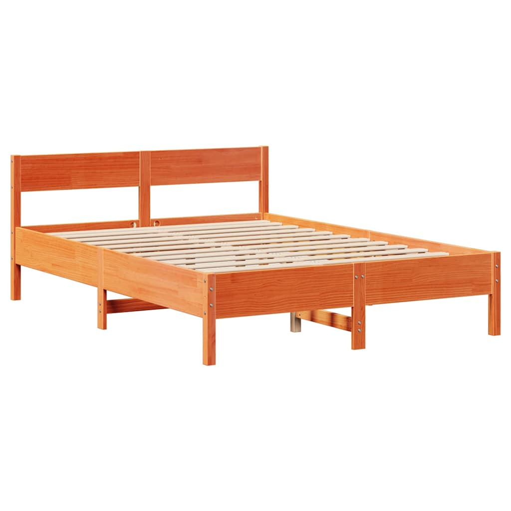 Bed Frame without Mattress Wax Brown 120x190 cm Small Double Solid Wood Pine