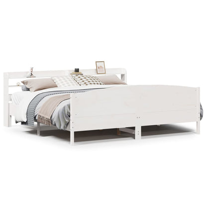 Bed Frame without Mattress White 180x200 cm Super King Solid Wood Pine