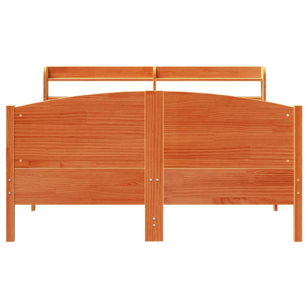 Bed Frame without Mattress Wax Brown 160x200 cm Solid Wood Pine