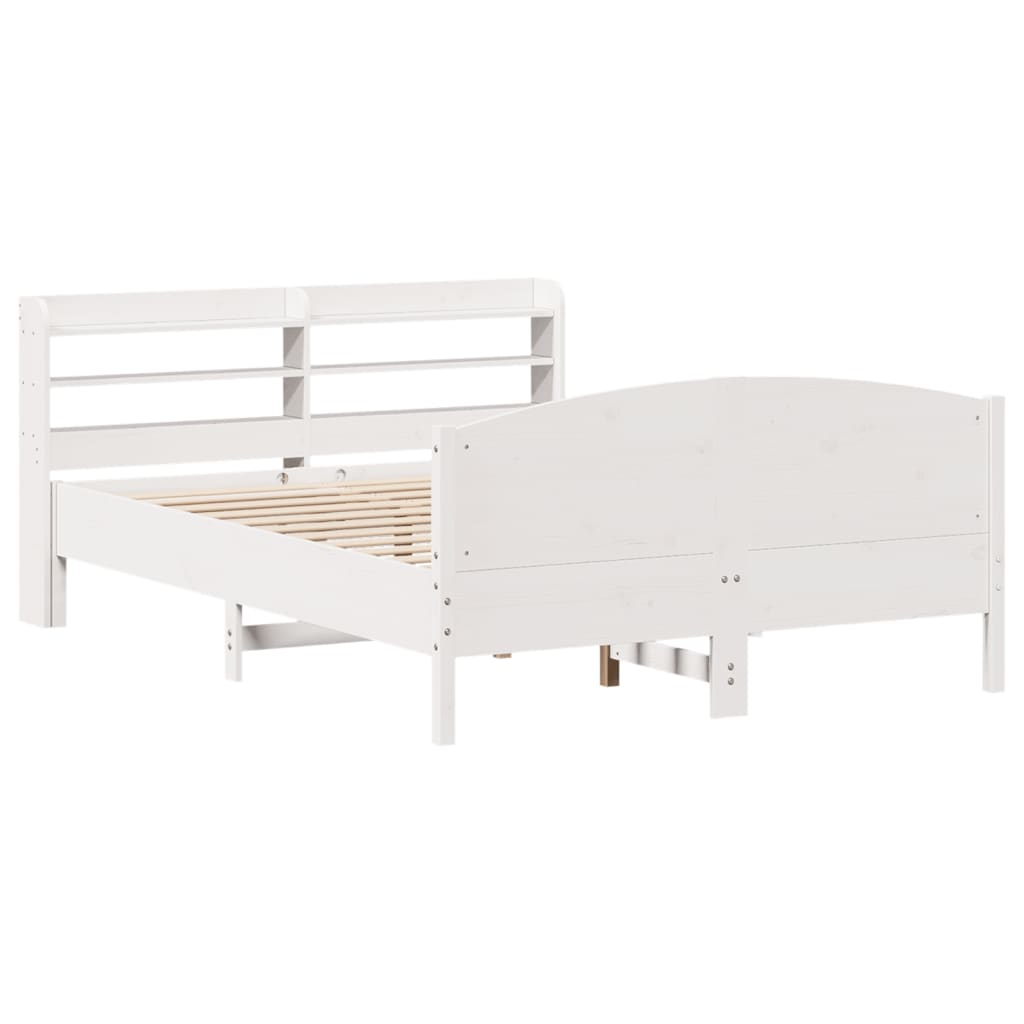 Bed Frame without Mattress White 150x200 cm King Size Solid Wood Pine