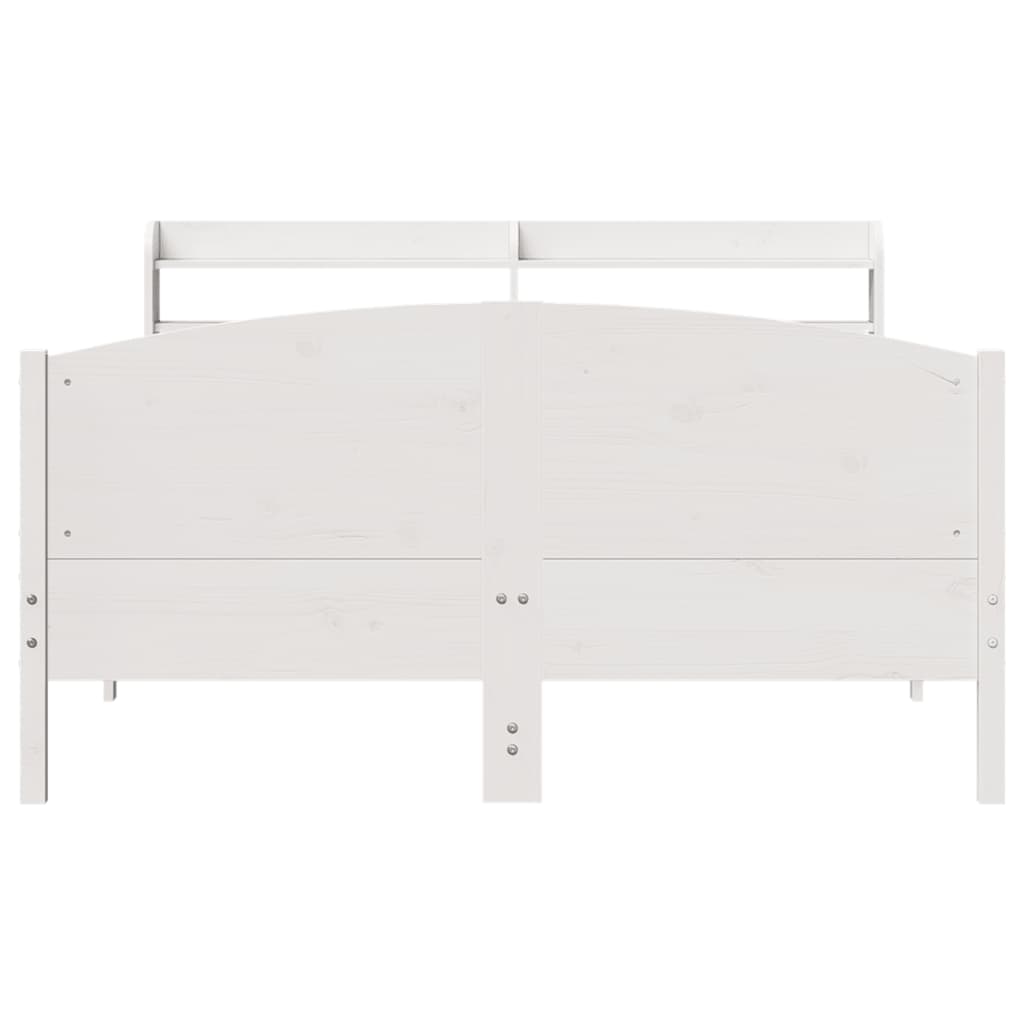 Bed Frame without Mattress White 150x200 cm King Size Solid Wood Pine