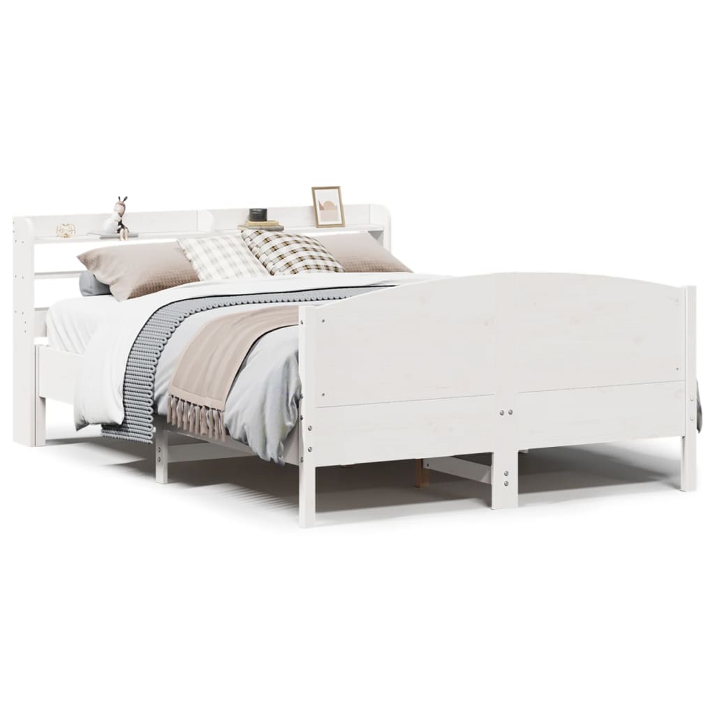 Bed Frame without Mattress White 140x200 cm Solid Wood Pine