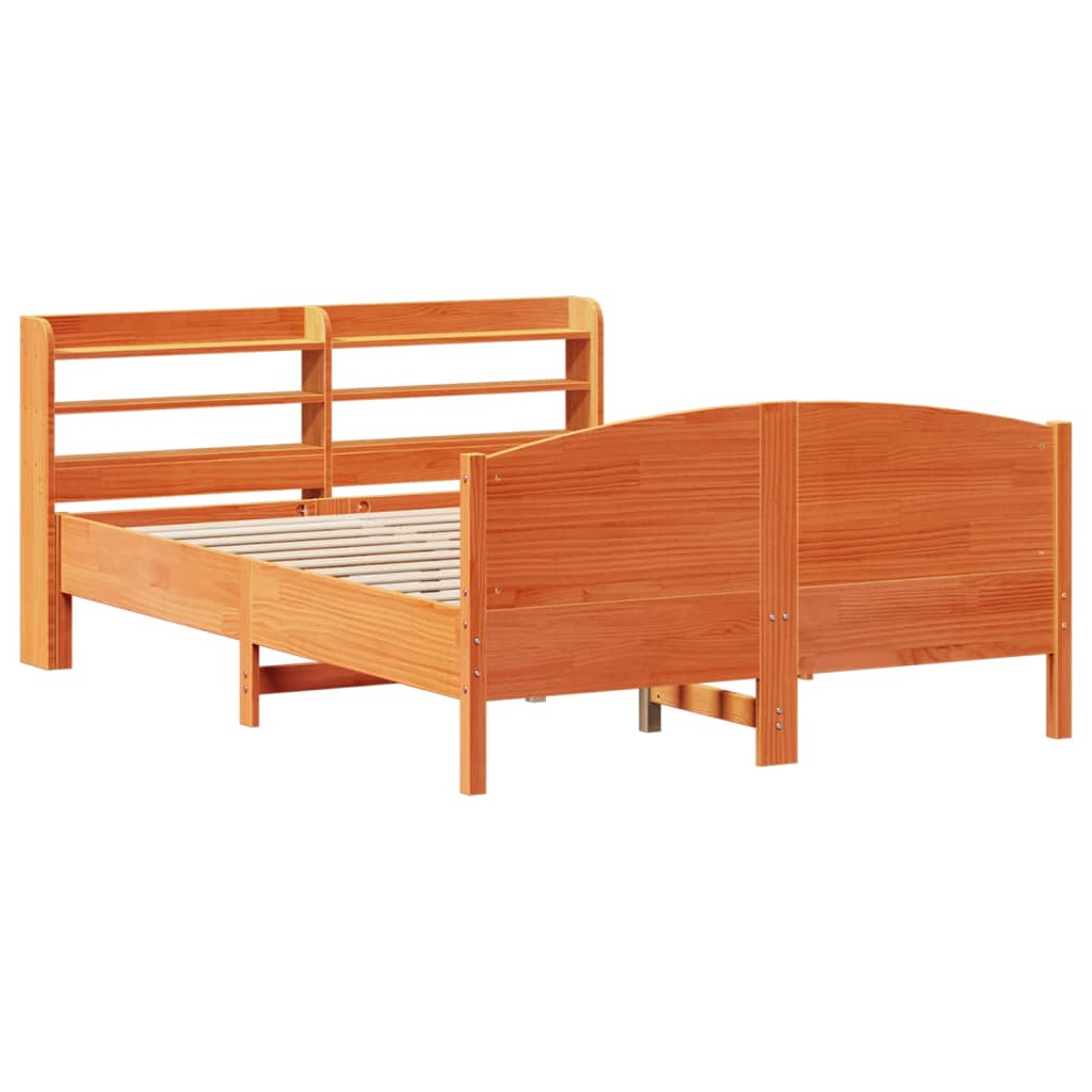 Bed Frame without Mattress Wax Brown 140x200 cm Solid Wood Pine