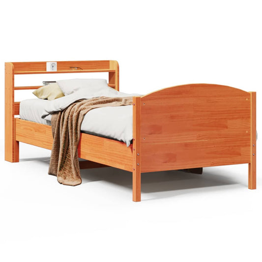Bed Frame without Mattress Wax Brown 75x190 cm Small Single Solid Wood Pine