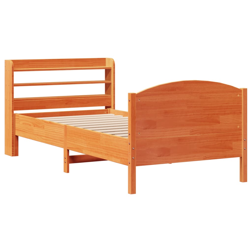 Bed Frame without Mattress Wax Brown 75x190 cm Small Single Solid Wood Pine