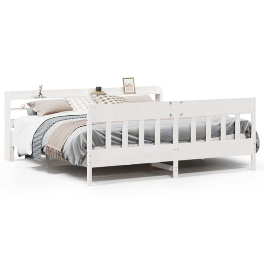 Bed Frame without Mattress White 180x200 cm Super King Solid Wood Pine