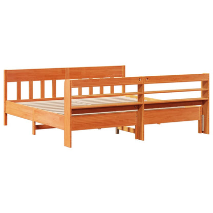 Bed Frame without Mattress Wax Brown 180x200 cm Super King Solid Wood Pine