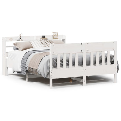 Bed Frame without Mattress White 150x200 cm King Size Solid Wood Pine