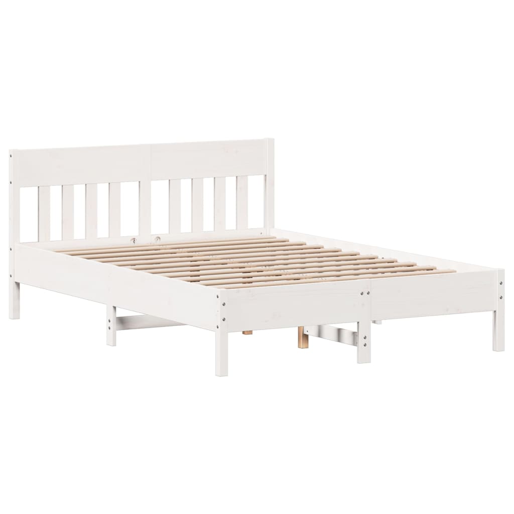 Bed Frame without Mattress White 140x200 cm Solid Wood Pine