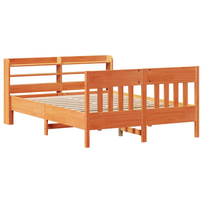 Bed Frame without Mattress Wax Brown 140x200 cm Solid Wood Pine