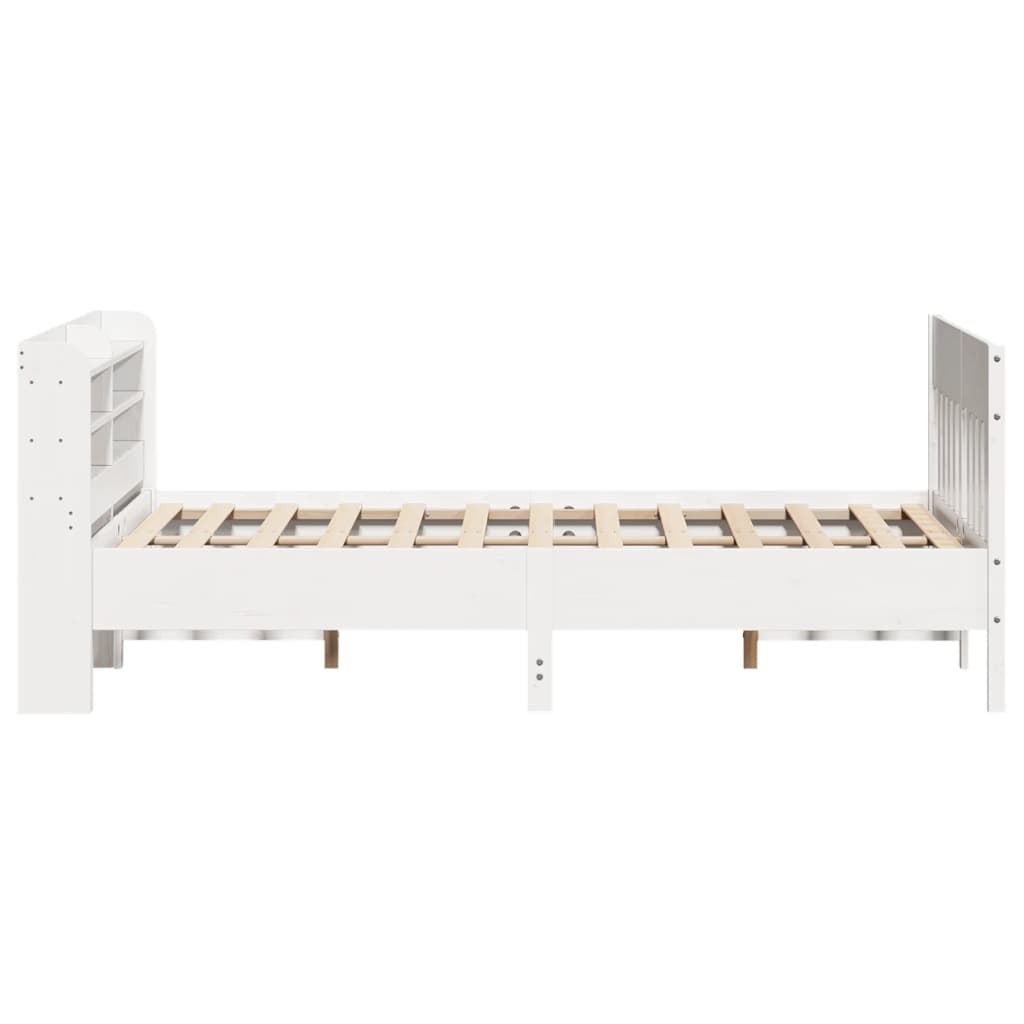 Bed Frame without Mattress White 135x190 cm Double Solid Wood Pine